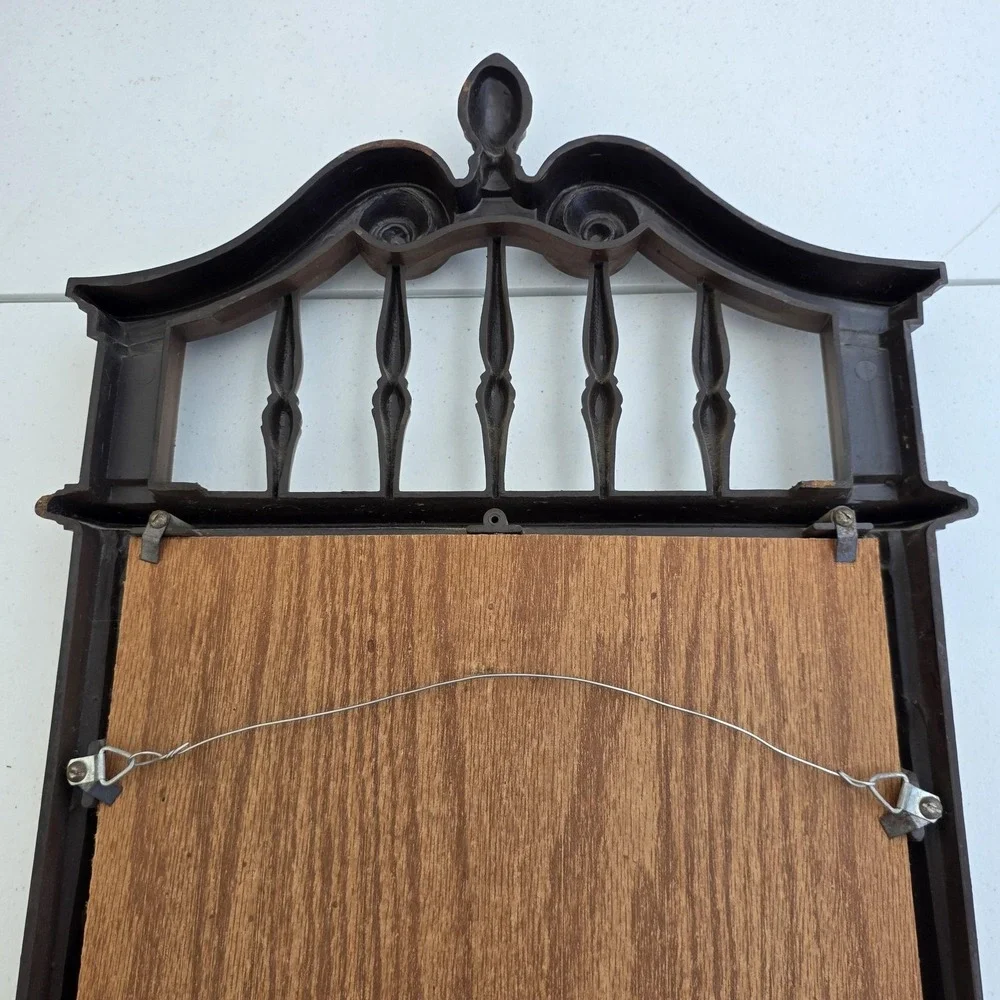 Vintage Homco 2058 Brown Plastic Accent Mirror Arched Frame Wall Decor USA